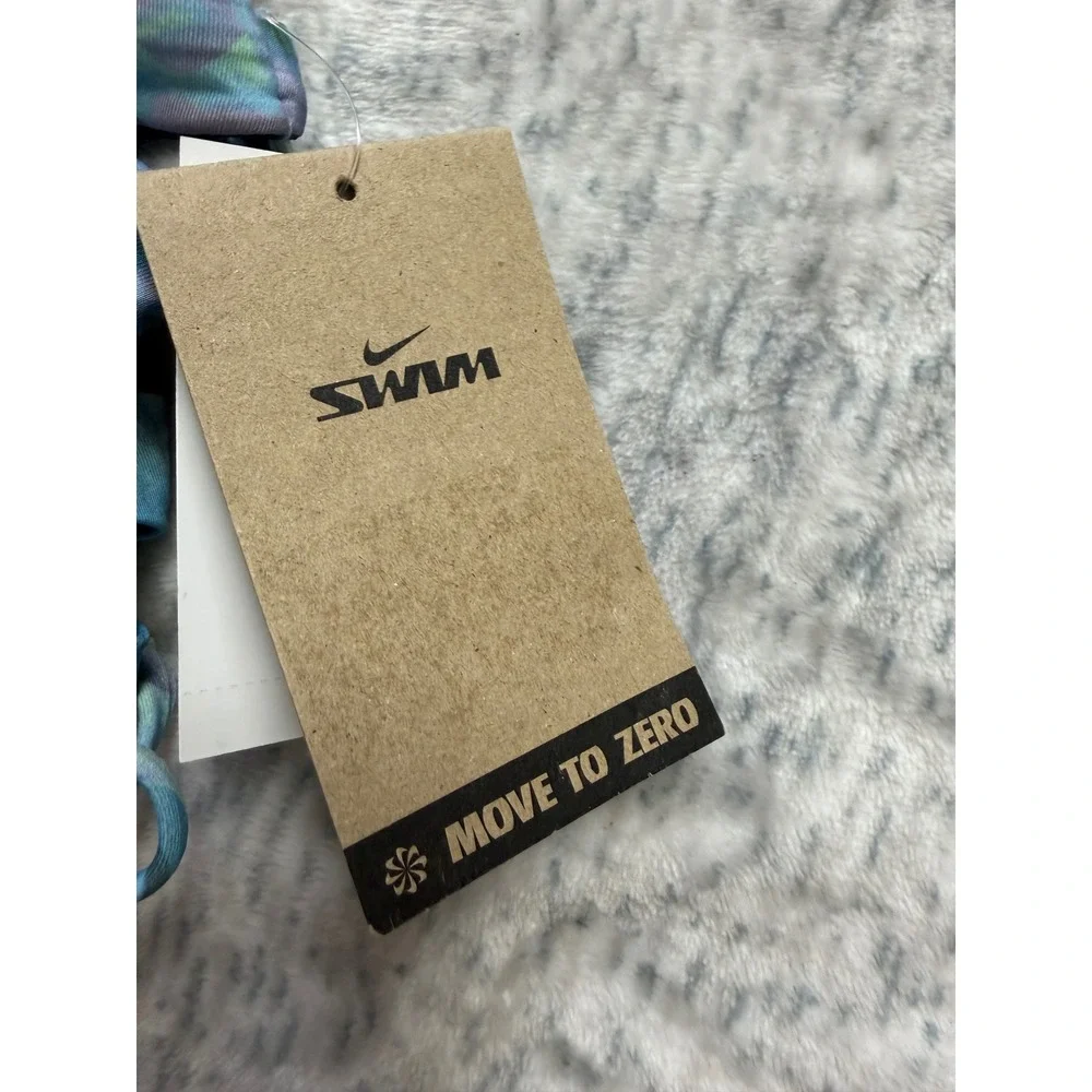 Nike Swim NESSE285 Women High Waist Strappy Bikini Bottom Blue‎ Floral L